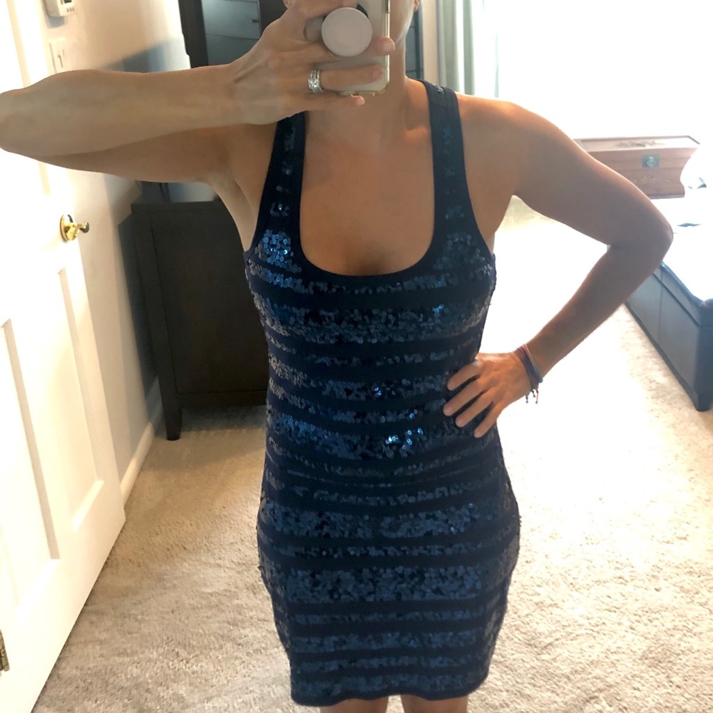 Express Sequined, Navy Blue Cocktail Dress, Size S